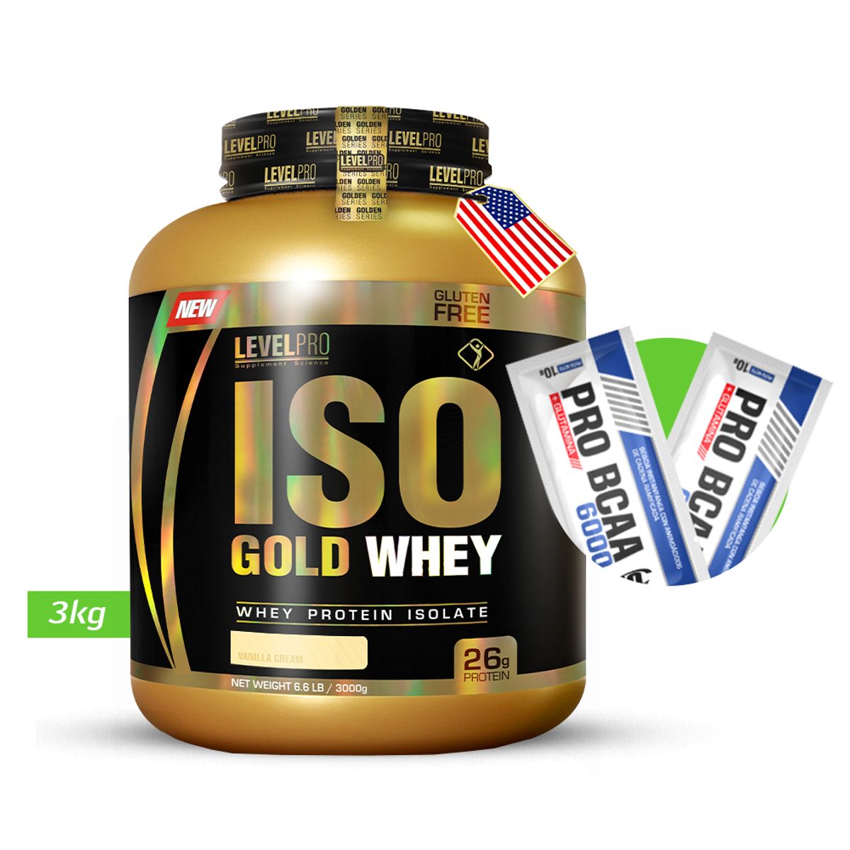 LEVEL PRO - Iso Gold whey 3kg Vainilla LEVEL PRO  + regalos