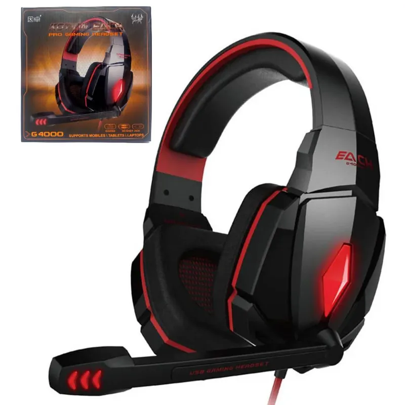 KOTION EACH - Audifono Gamer con Microfono Luz Led Pc Laptop Kotion Each Auricular