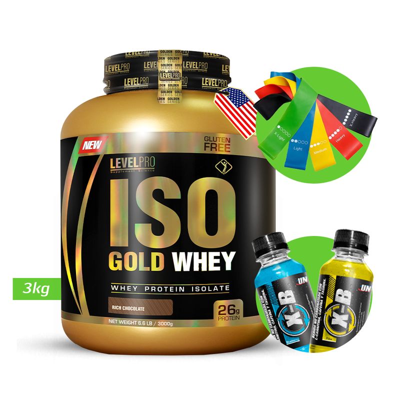 LEVEL PRO - Iso Gold whey 3kg Chocolate LEVEL PRO  + regalos