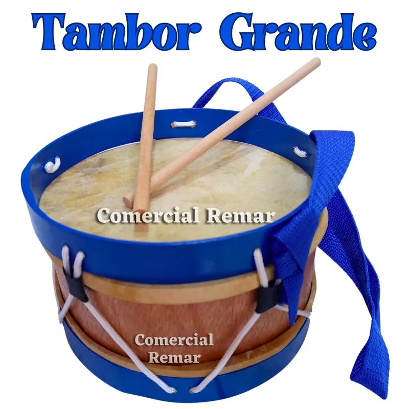 GENERICO - Tambor de Madera Grande 20x20x13cm con Baquetas Para Niños