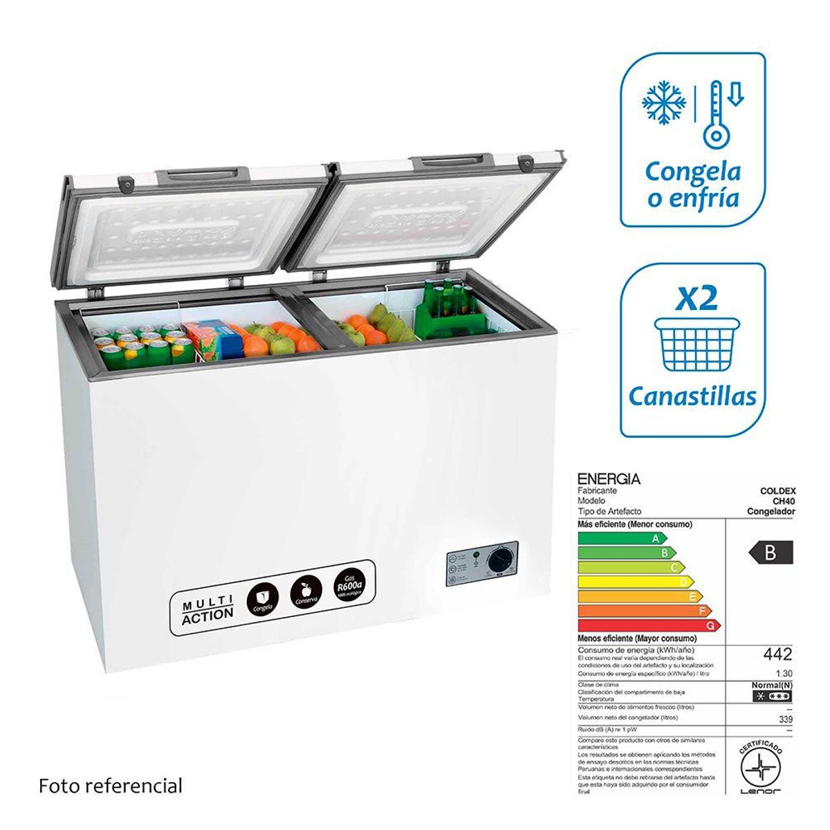 COLDEX - Congeladora Horizontal Coldex 339L CH40 Blanco