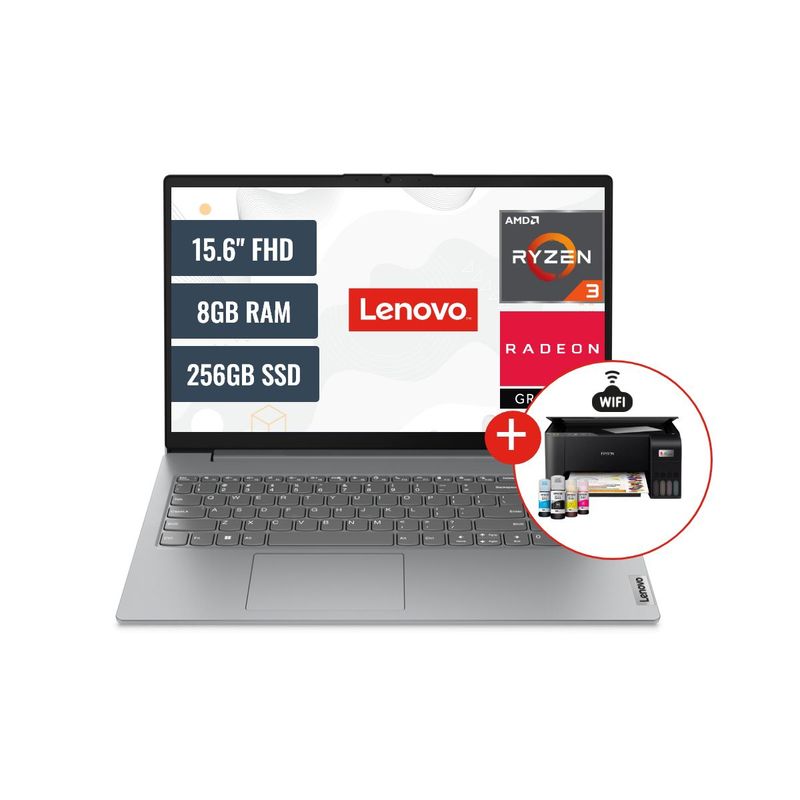 LENOVO - Combo Laptop Lenovo V15 G4 AMD Ryzen 3 7320U 8GB RAM 256GB SSD 15.6 FHD y Impresora Epson L3250