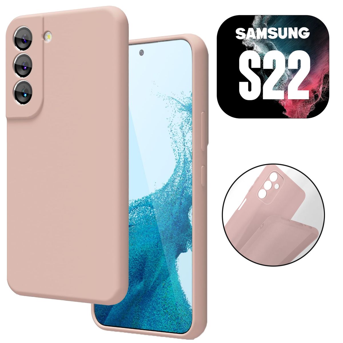 GENERICO - Silicone Case Samsung S22 Color Nude Con Marca
