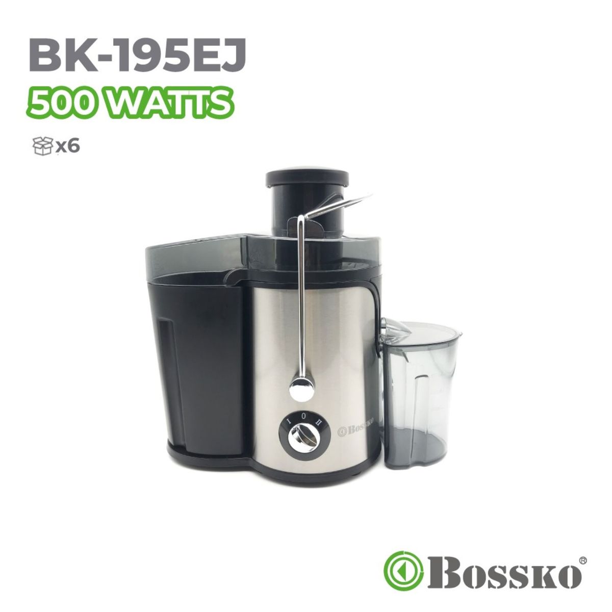 BOSSKO - Extractor De Jugos Fruta Entera Acerado Bossko 500 W-Negro