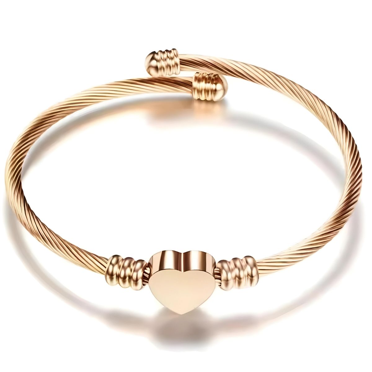 GENERICO - Puñera Pulsera Bangle Corazón Mujer Baño Oro Rosa