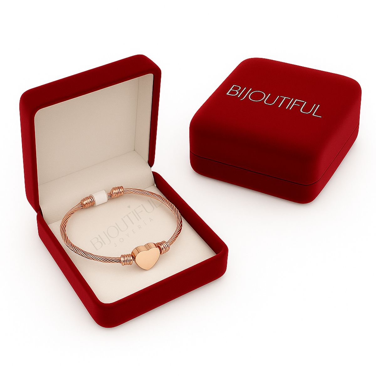 GENERICO - Puñera Pulsera Bangle Corazón Mujer Baño Oro Rosa