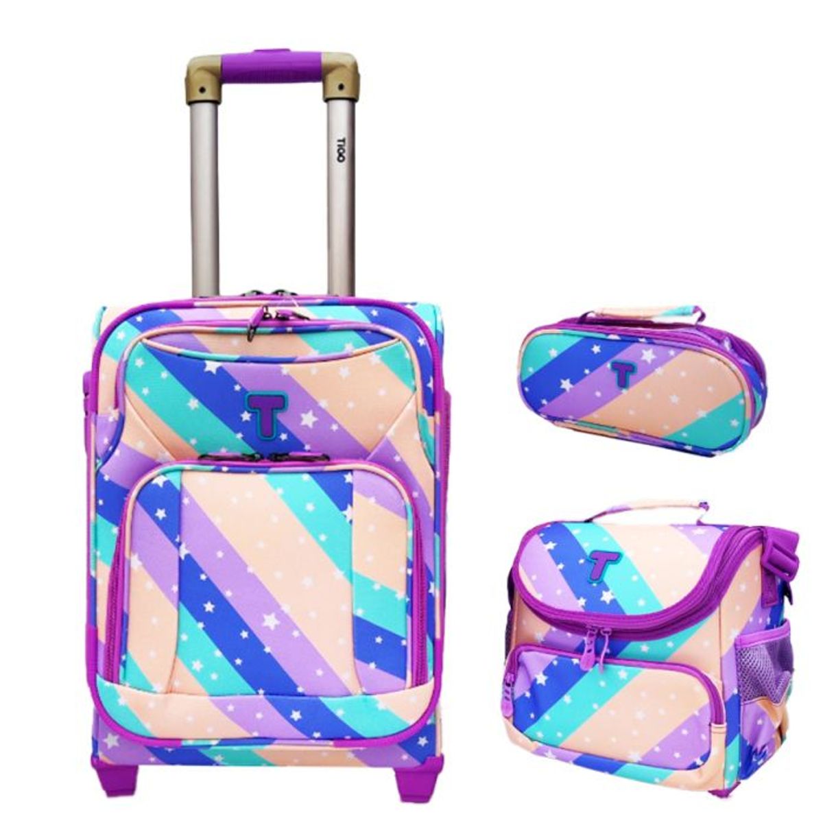 TIGO - Set Maleta Tigo Rosado Con Estrellas