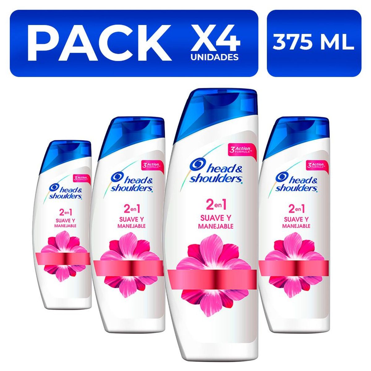 HEAD AND SHOULDERS - PackX4 Shampoo Head & Shoulders Suave y Manejable 2en1 375ml