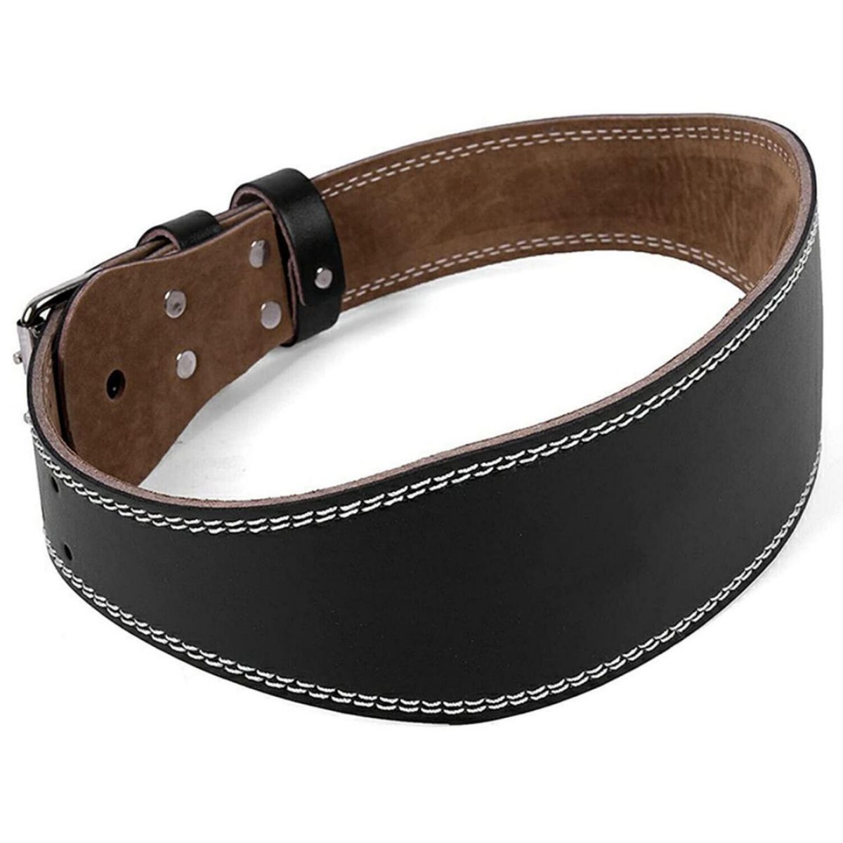 GENERICO - CINTURÓN CORREA DE CUERO PARA GYM CROSSFIT PESAS NEGRO L