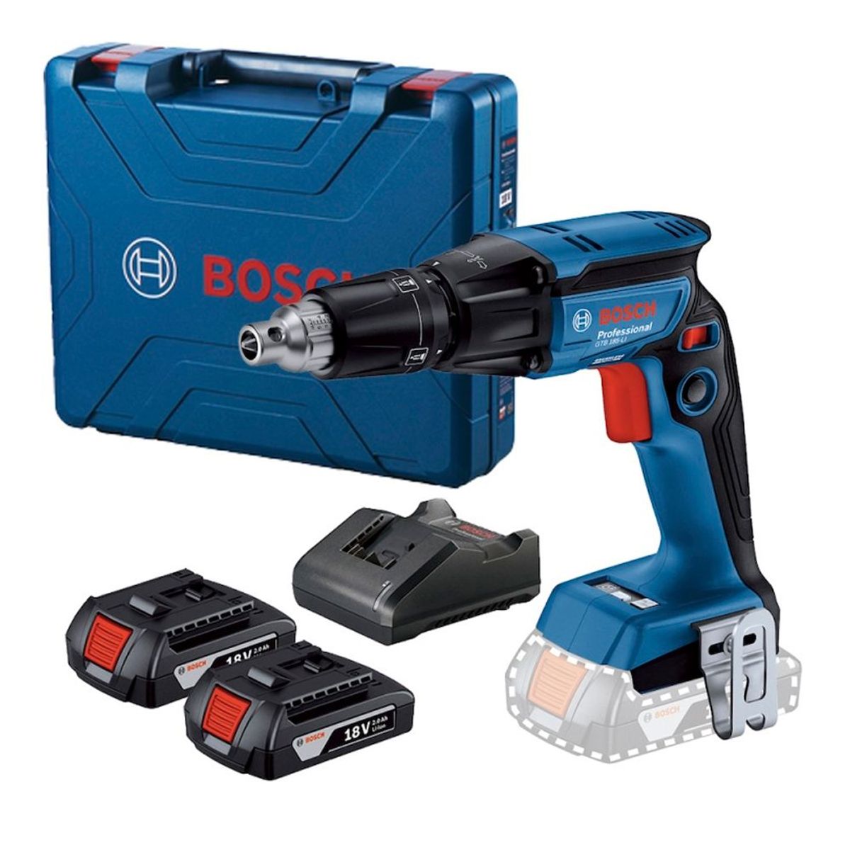 BOSCH - Atornillador Drywall Bosch GTB 185-LI 18V  1/4" 2 Baterías 2Ah