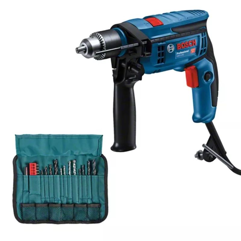BOSCH - Taladro Percutor Bosch GSB 13 RE  1/2" 750W + Set 23 Piezas