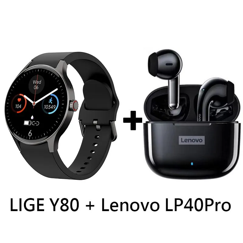 LENOVO - Audífonos Bluetooth Lenovo LP40 PRO y Reloj Inteligente Y80