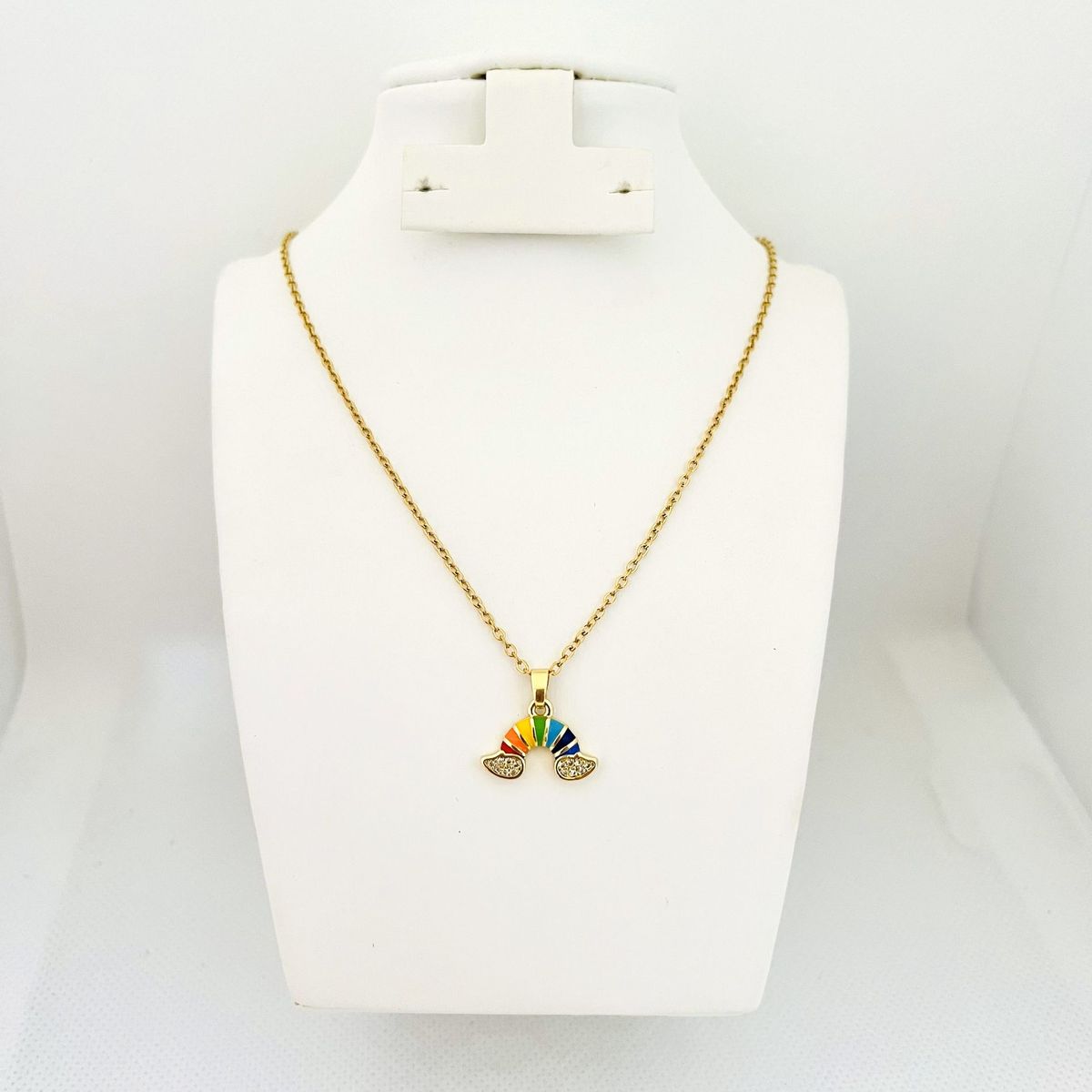 GENERICO - Collar de Acero Arcoiris Cristales 43 cm