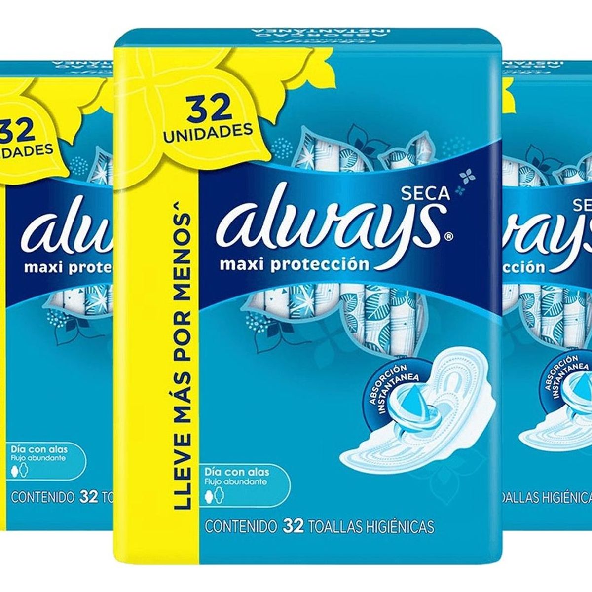 ALWAYS - Pack x3 Toallas Higiénicas Always Maxi Protección Seca 32 un
