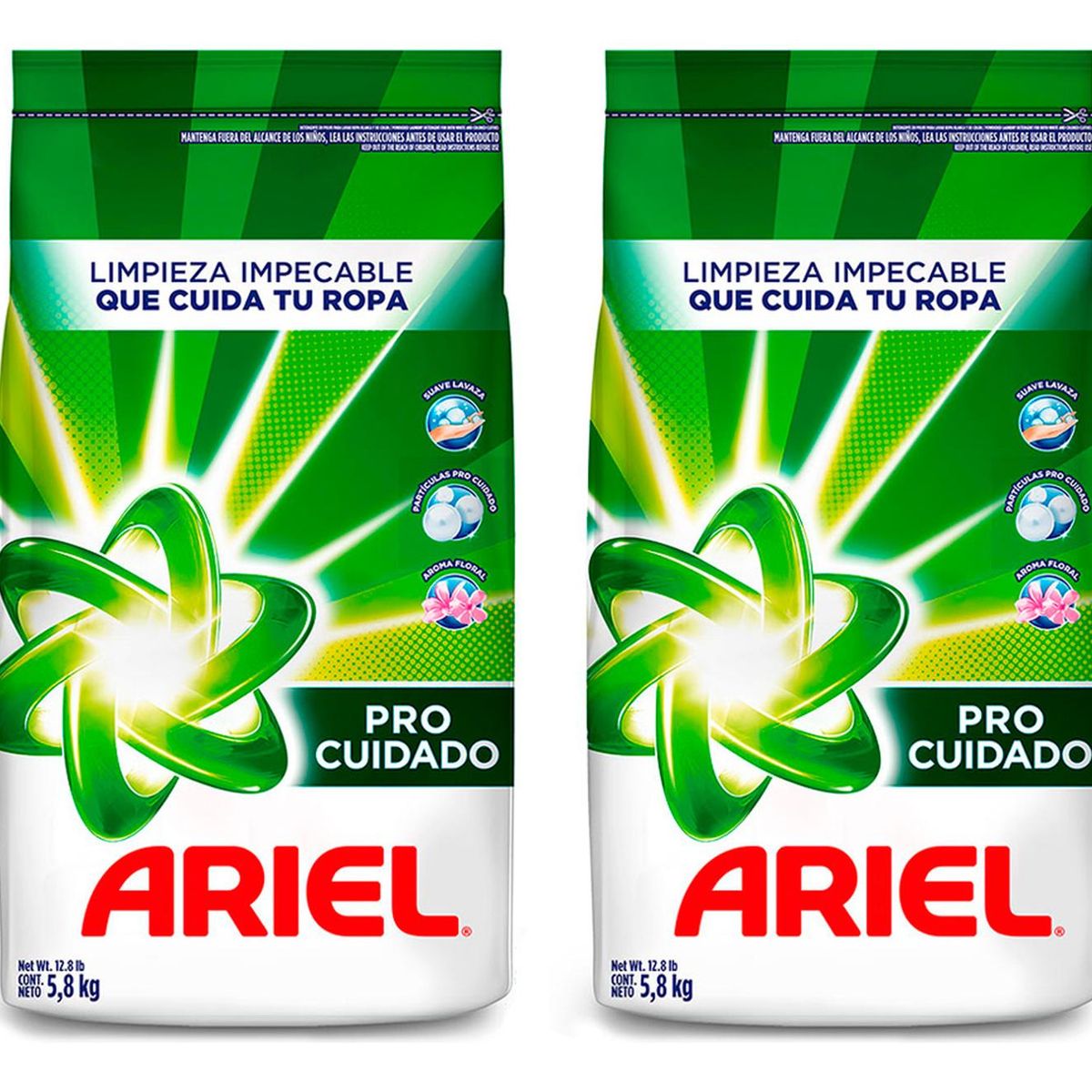 ARIEL - Pack x2 Detergente en Polvo Ariel Pro Cuidado 5.8 kg