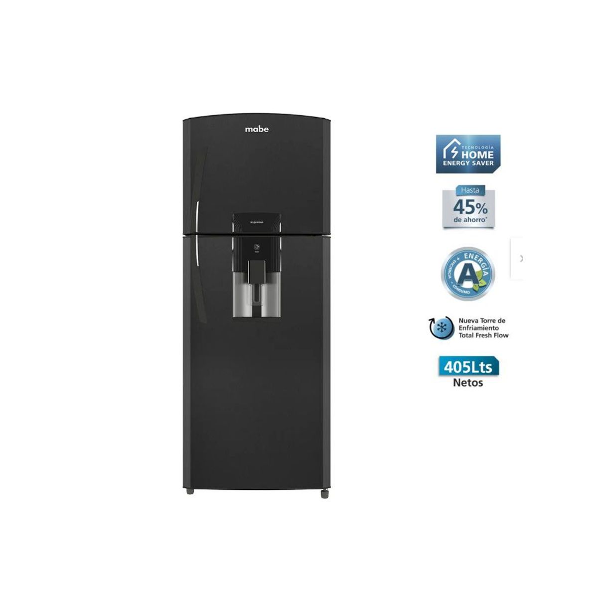 MABE - Refrigeradora Mabe RMP425FJPC Top Freezer No Frost 405 Litros Black Steel