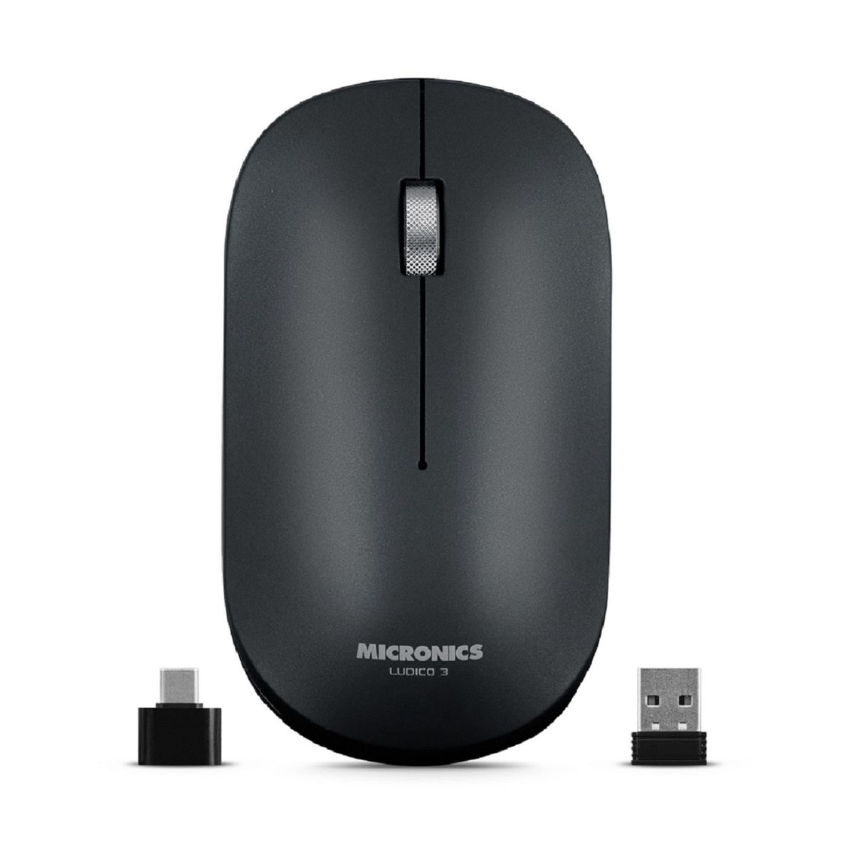 MICRONICS - Mouse Inalambrico Bluetooth Recargable 1600DPI Ludico 3 M722+W 3M black Micronics
