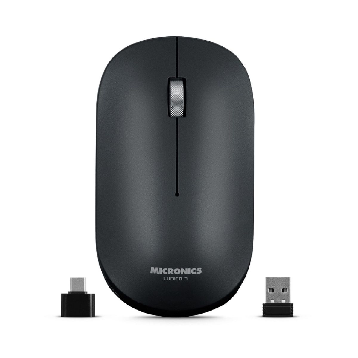 MICRONICS - Mouse Inalambrico Bluetooth Recargable 1600DPI Ludico 3 M722+W 3M black Micronics
