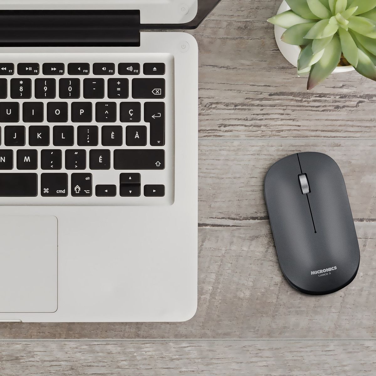 MICRONICS - Mouse Inalambrico Bluetooth Recargable 1600DPI Ludico 3 M722+W 3M black Micronics