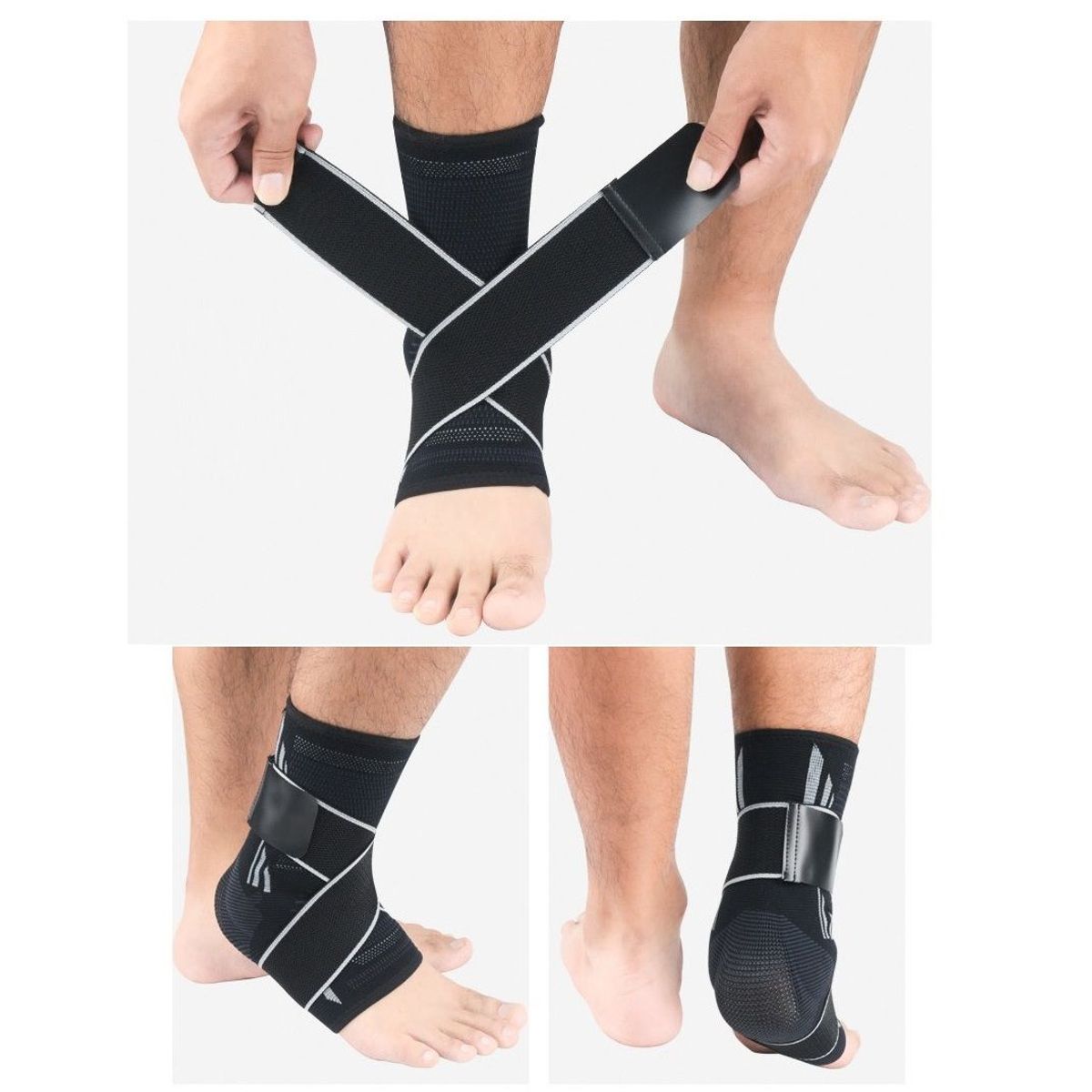 GENERICO - TOBILLERA CON GEL Y DOBLE AJUSTE - GRIS TALLA M