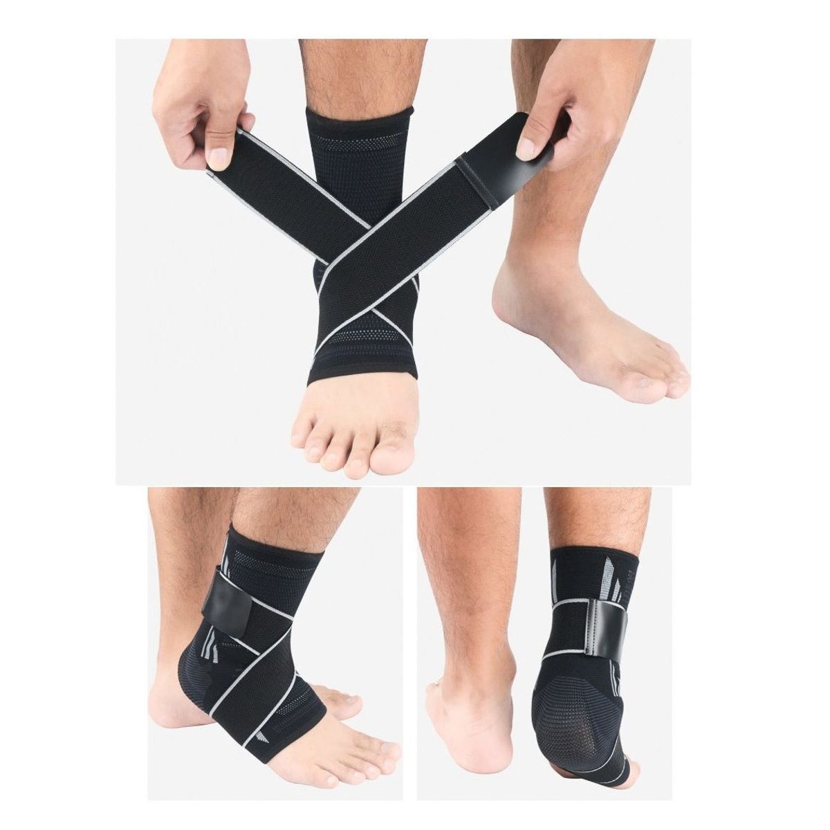 GENERICO - TOBILLERA CON GEL Y DOBLE AJUSTE - GRIS TALLA M