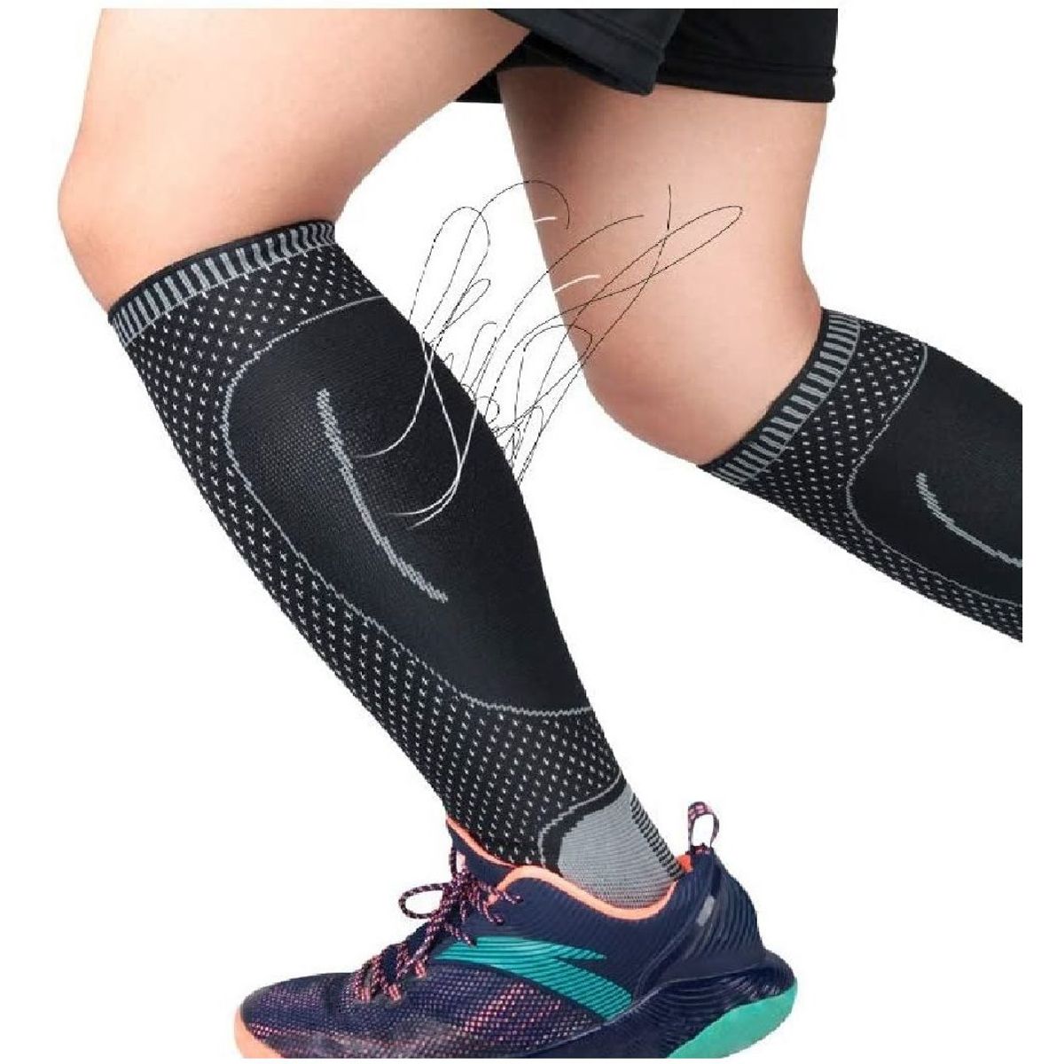 GENERICO - MEDIAS DE COMPRESION TOBILLO PIERNA - NEGRO TALLA M