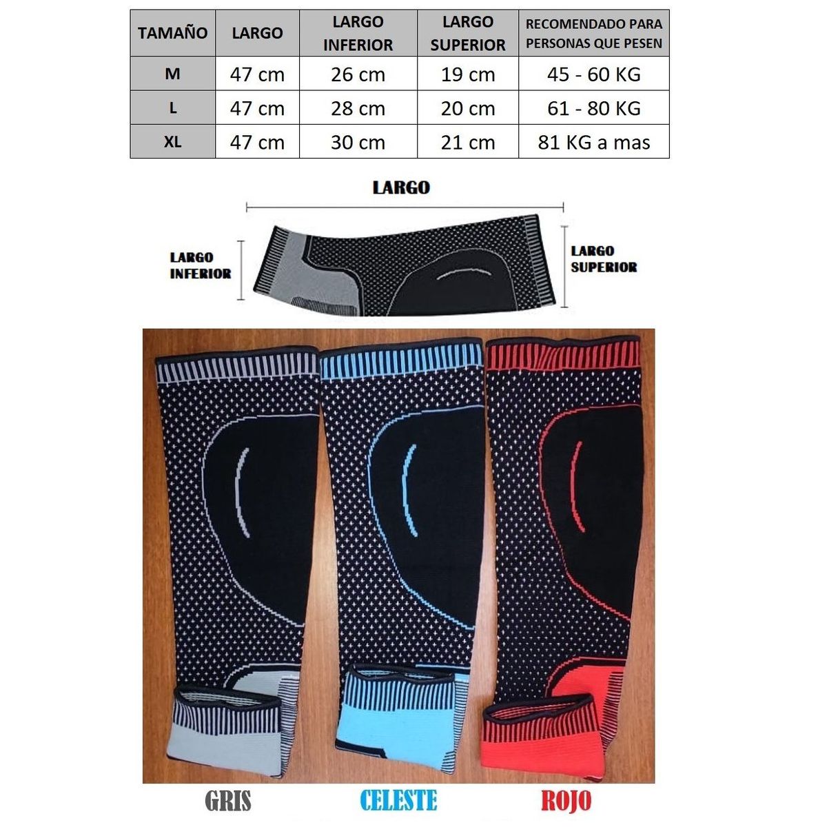 GENERICO - MEDIAS DE COMPRESION TOBILLO PIERNA - CELESTE TALLA  M