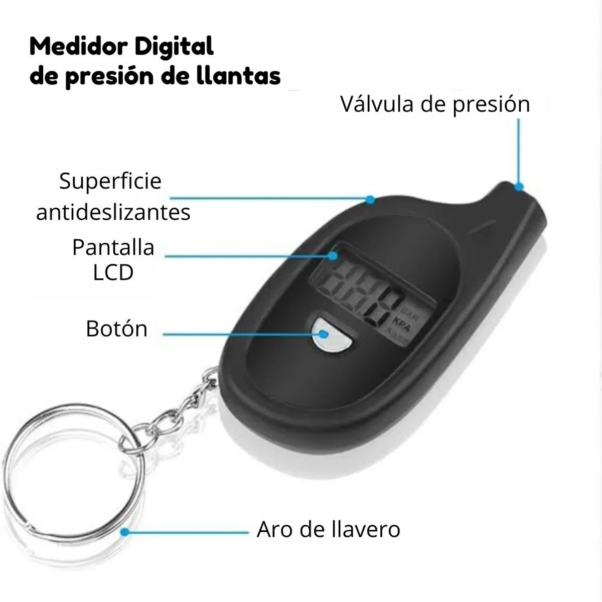 GENERICO - Medidor de presión digital para neumático 150 PSI