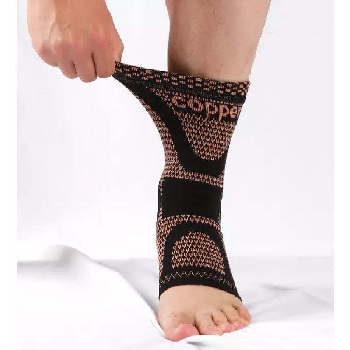 GENERICO - TOBILLERA DE COMPRESIÓN CON HILOS DE COBRE - TALLA M