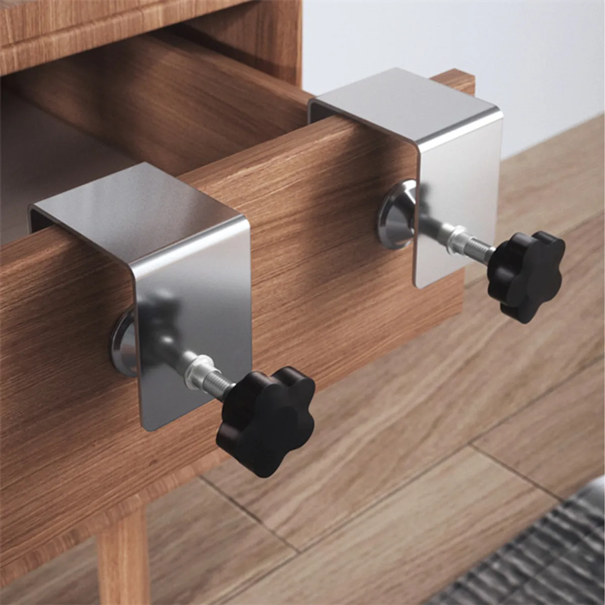 GENERICO - Prensa Negra 3mm para Instalación de Tapa de Cajón x 2