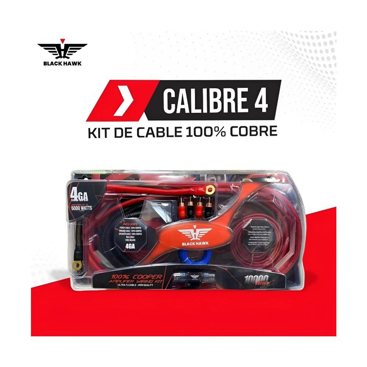 GENERICO - KIT DE CABLE PARA AMPLIFICADOR calibre 4 BLACK HAWK