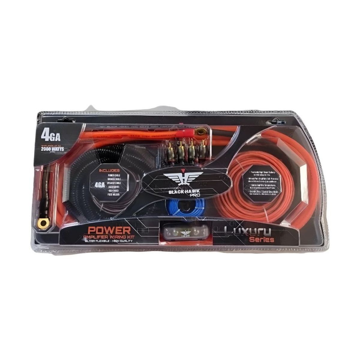 GENERICO - KIT DE CABLE PARA AMPLIFICADOR calibre 4 BLACK HAWK