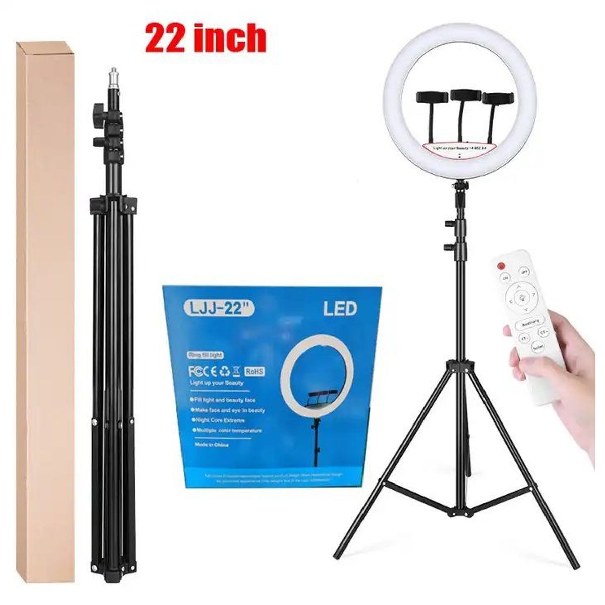 GENERICO - Aro Luz Led Touch 56 CM + Trípode + Control Remoto