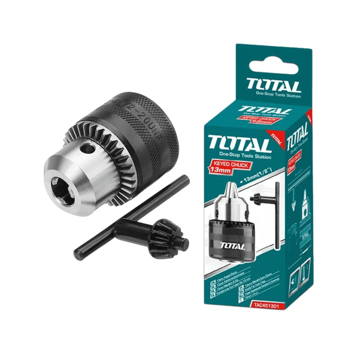 TOTAL TOOLS - Mandril para taladro 13mm con llave Total