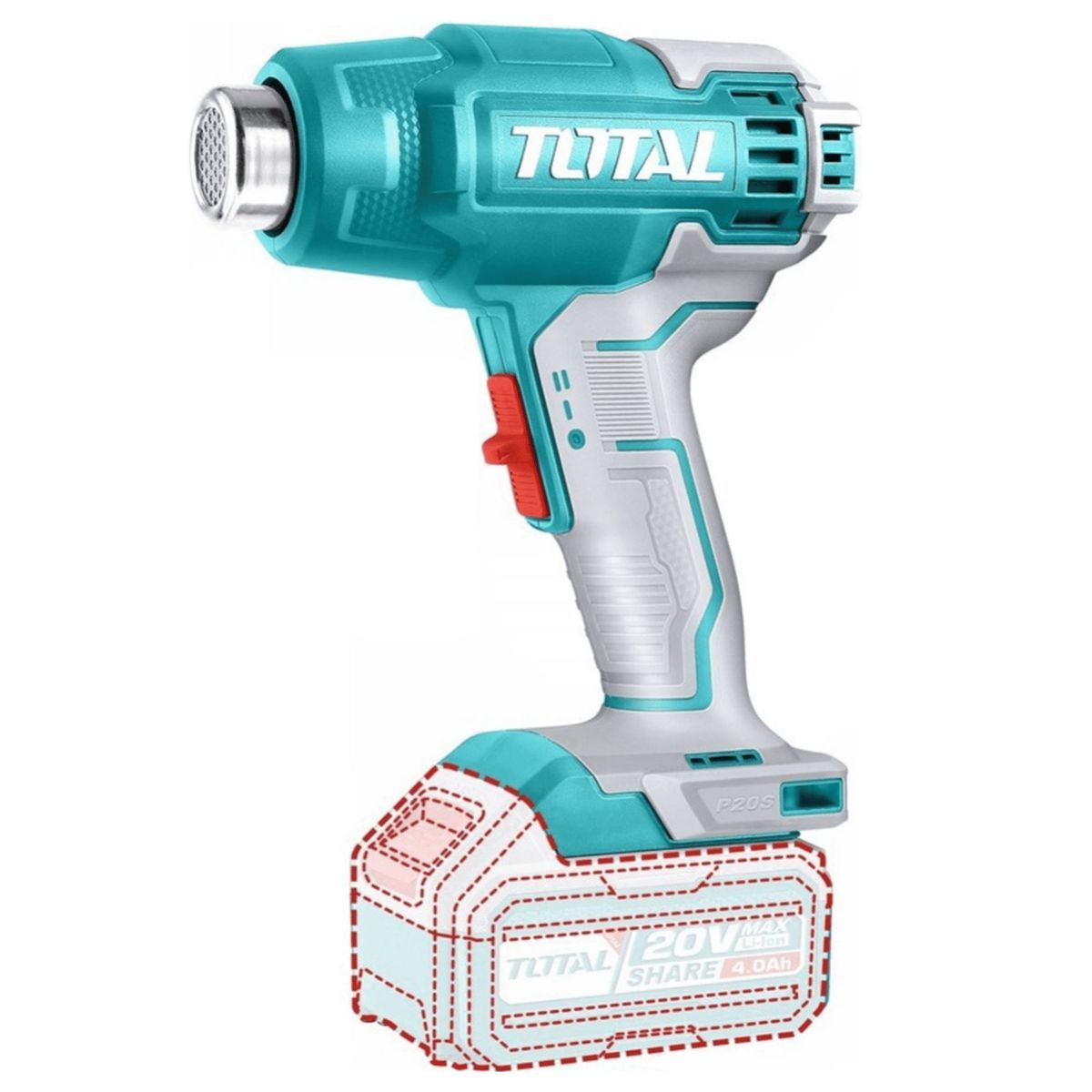 TOTAL TOOLS - Pistola de calor 20v Inalambrica bateria 4Ah Total