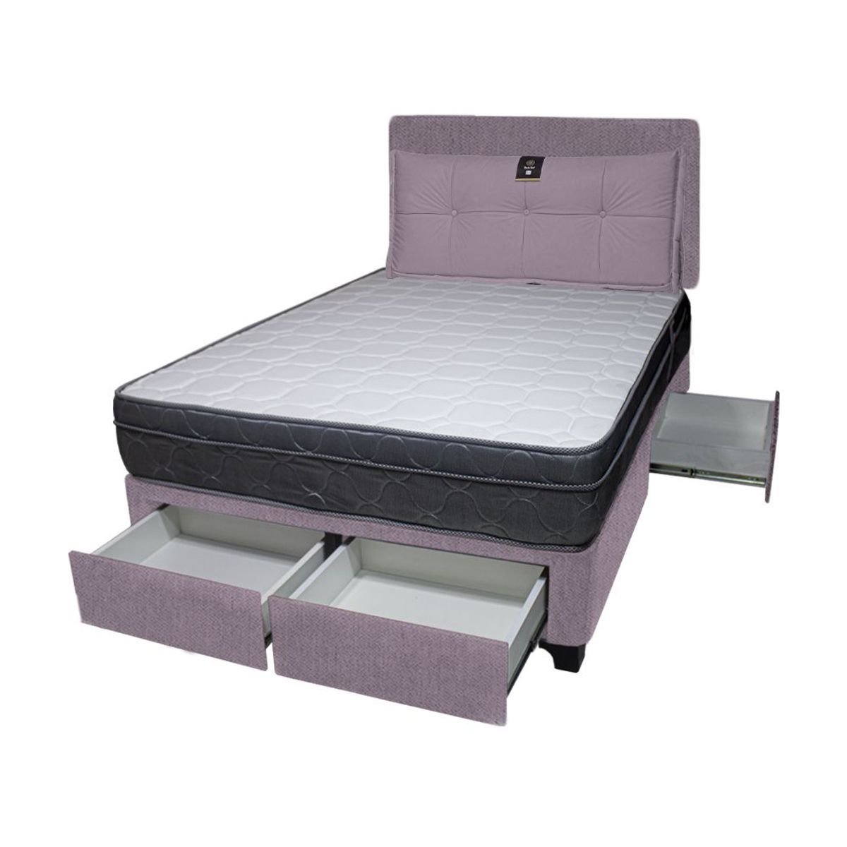 BARAKA HOME - Dormitorio Turin + 4 Cajones 1.5 Plz + Cabecera + Cojin - Lila