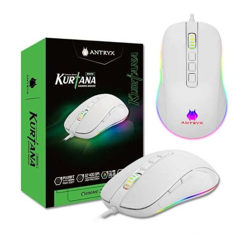 ANTRYX - MOUSE GAMER ANTRYX DPI 12400 CHROME STORM KURTANA WHITE RGB AGM-6200W