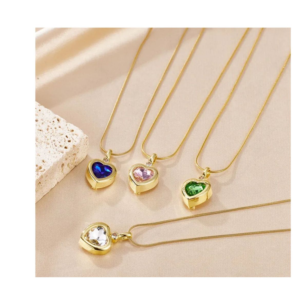 GENERICO - COLLAR MUJER Corazón Acero Titanio Embutido Circón