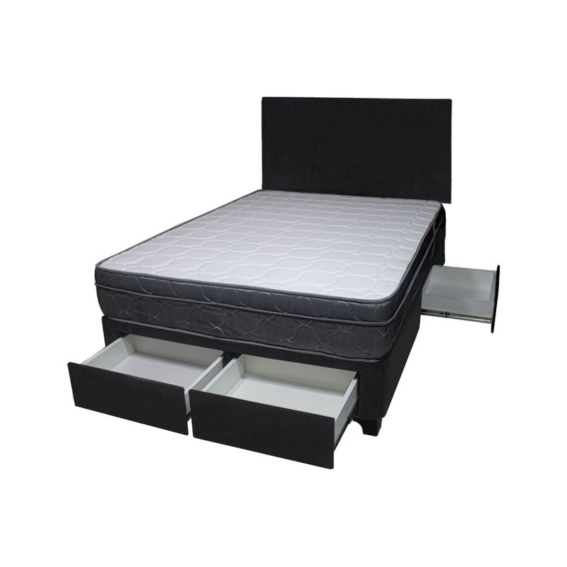 BARAKA HOME - Dormitorio Turin + 4 Cajones 1.5 Plz + Cabecera - Negro