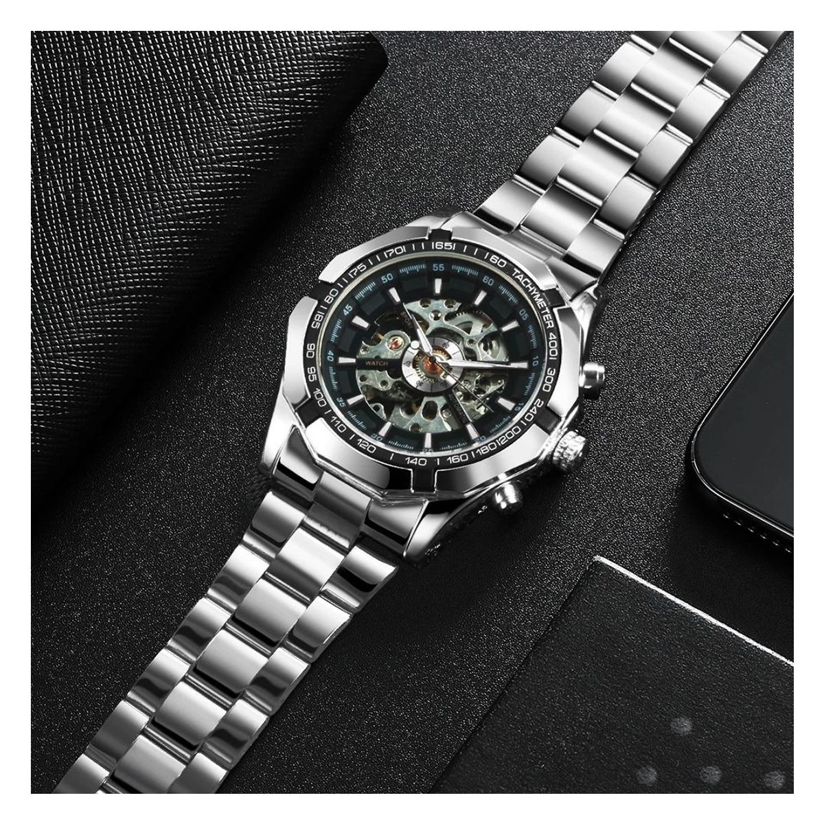 FORSINING - Reloj automático FORSINING automático en acero inoxidable plata_.