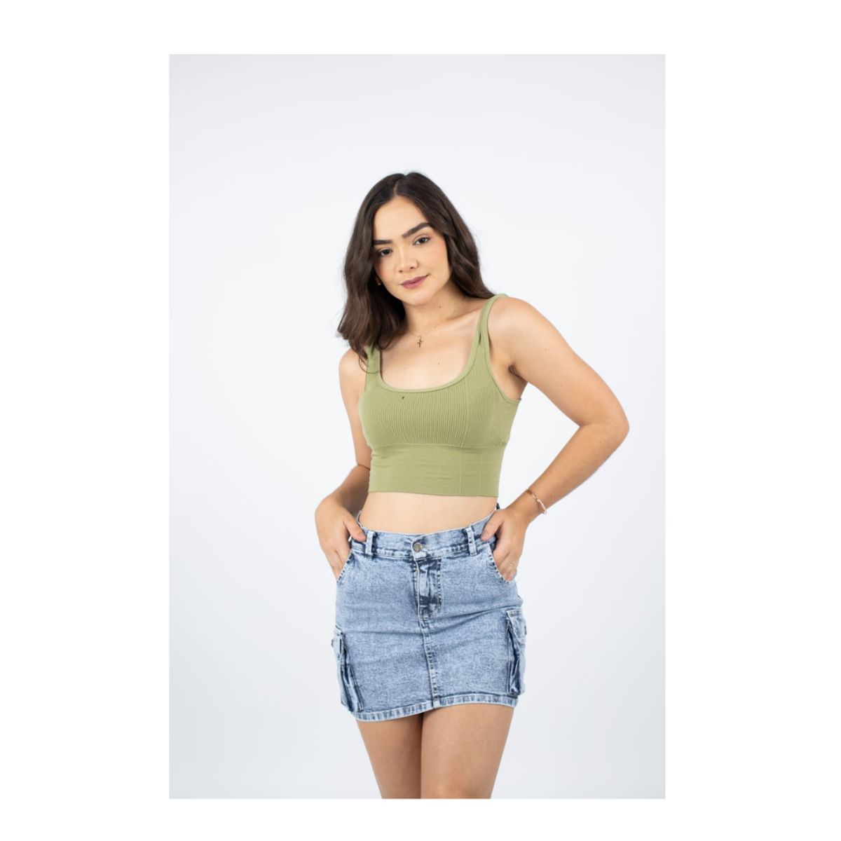 GENERICO - Falda Cargo Jean strech Dama