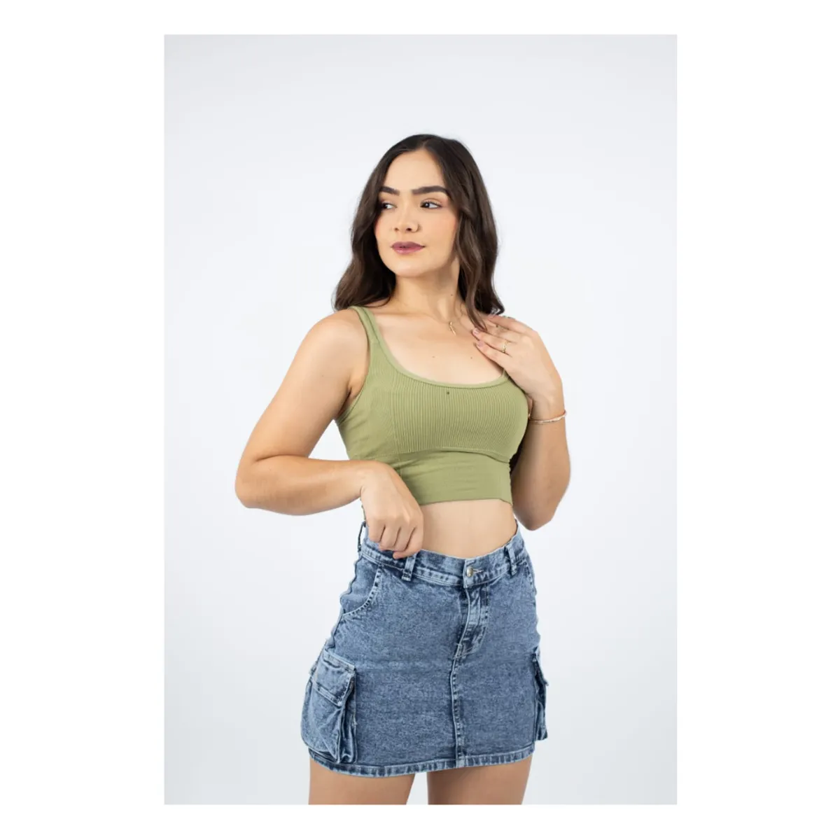 GENERICO - Falda Cargo Jean strech Dama