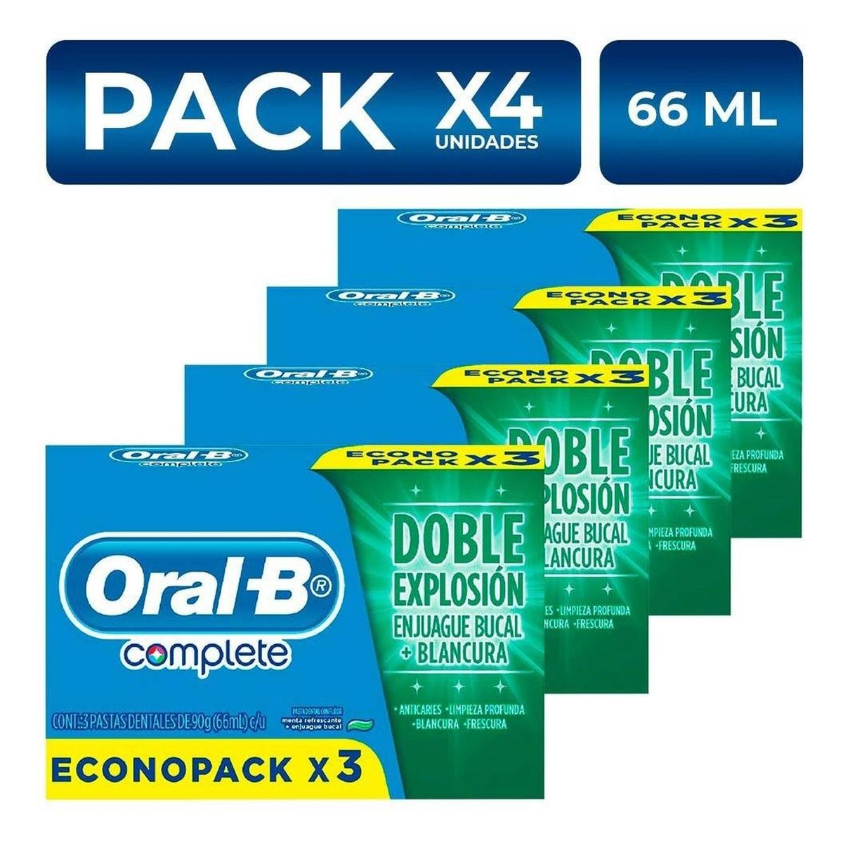 ORAL B - Pack x4 Pasta Dental Oral B Complete Menta 66ml x3 unidades
