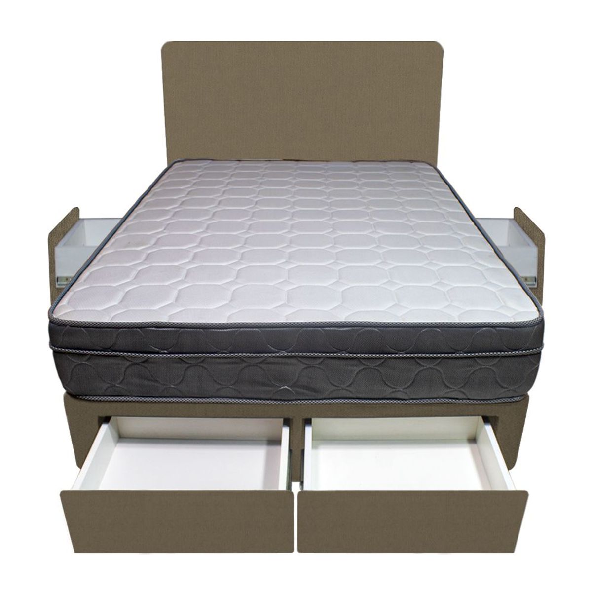 BARAKA HOME - Dormitorio Turin + 4 Cajones 1.5 Plz + Cabecera - Beige Oscuro