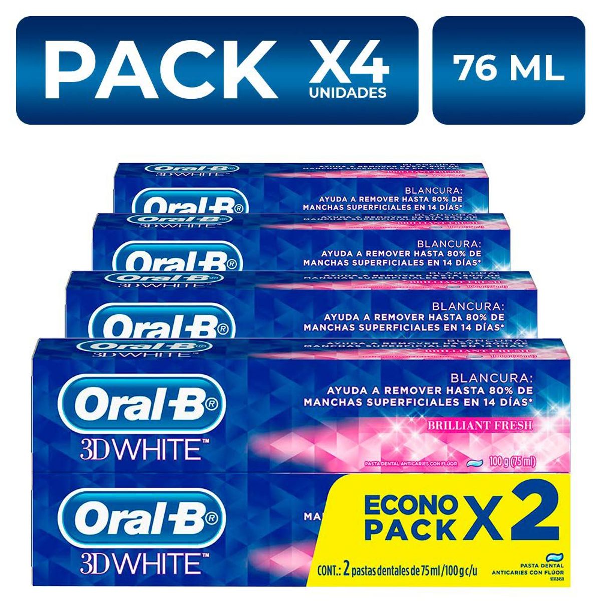 ORAL B - PackX4 Pasta Dental Oral B 3D White 76ml x2 unidades