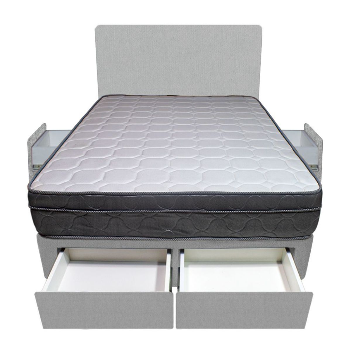 BARAKA HOME - Dormitorio Turin + 4 Cajones 1.5 Plz + Cabecera - Gris Claro