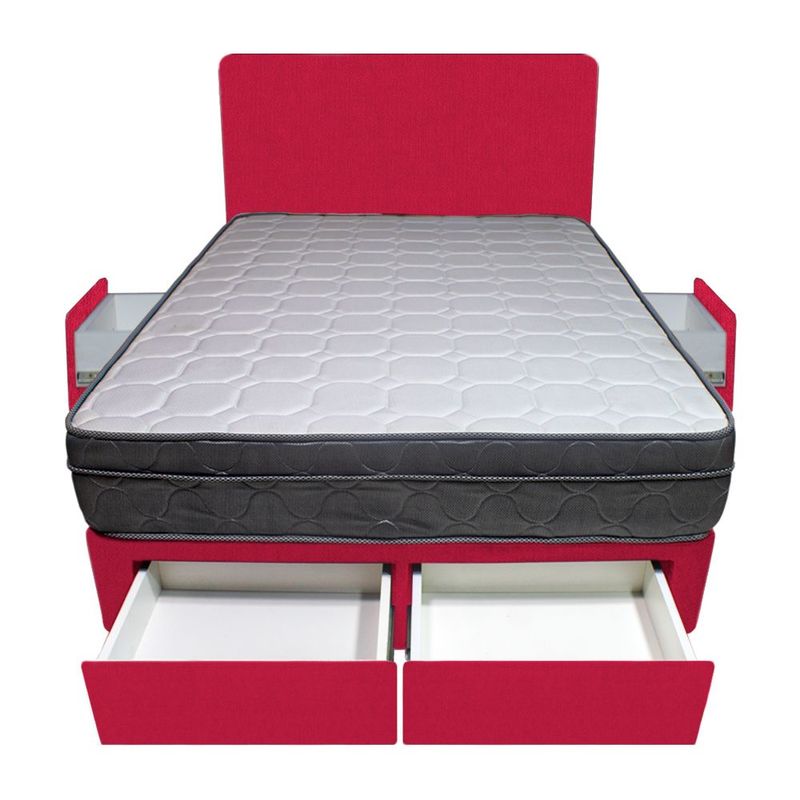 BARAKA HOME - Dormitorio Turin + 4 Cajones 1.5 Plz + Cabecera - Rojo