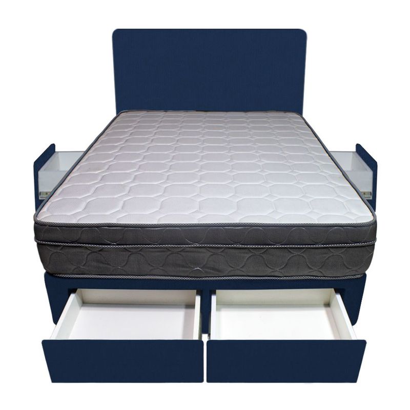 BARAKA HOME - Dormitorio Turin + 4 Cajones 1.5 Plz + Cabecera - Azul Marino