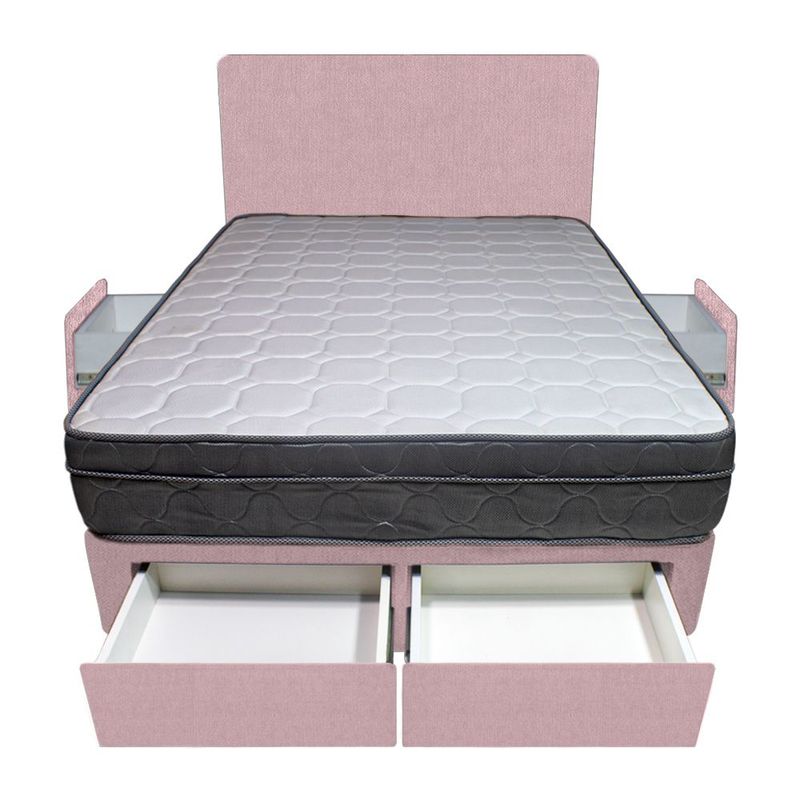 BARAKA HOME - Dormitorio Turin + 4 Cajones 1.5 Plz + Cabecera - Rosado