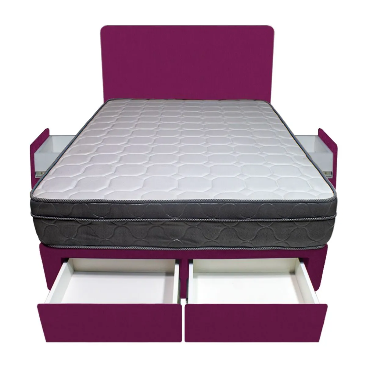 BARAKA HOME - Dormitorio Turin + 4 Cajones 1.5 Plz + Cabecera - Purpura